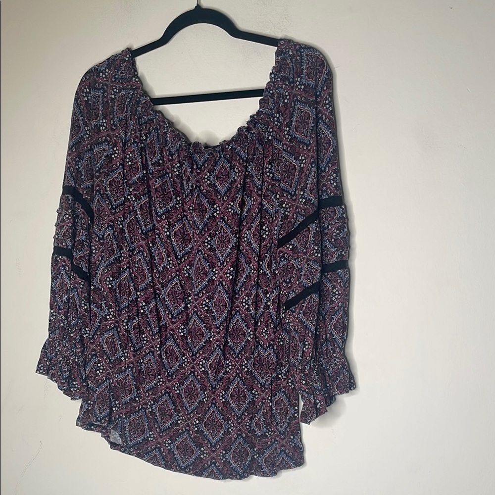 Lane Bryant Women's Patterned Top - Black and Purple​